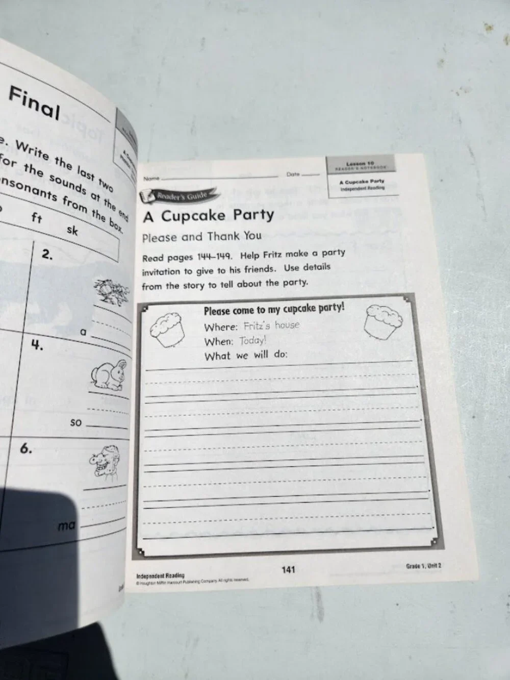 Journeys Reader's Notebook Volume 1 Grade 1 1st Grade Workbook Literature Readin